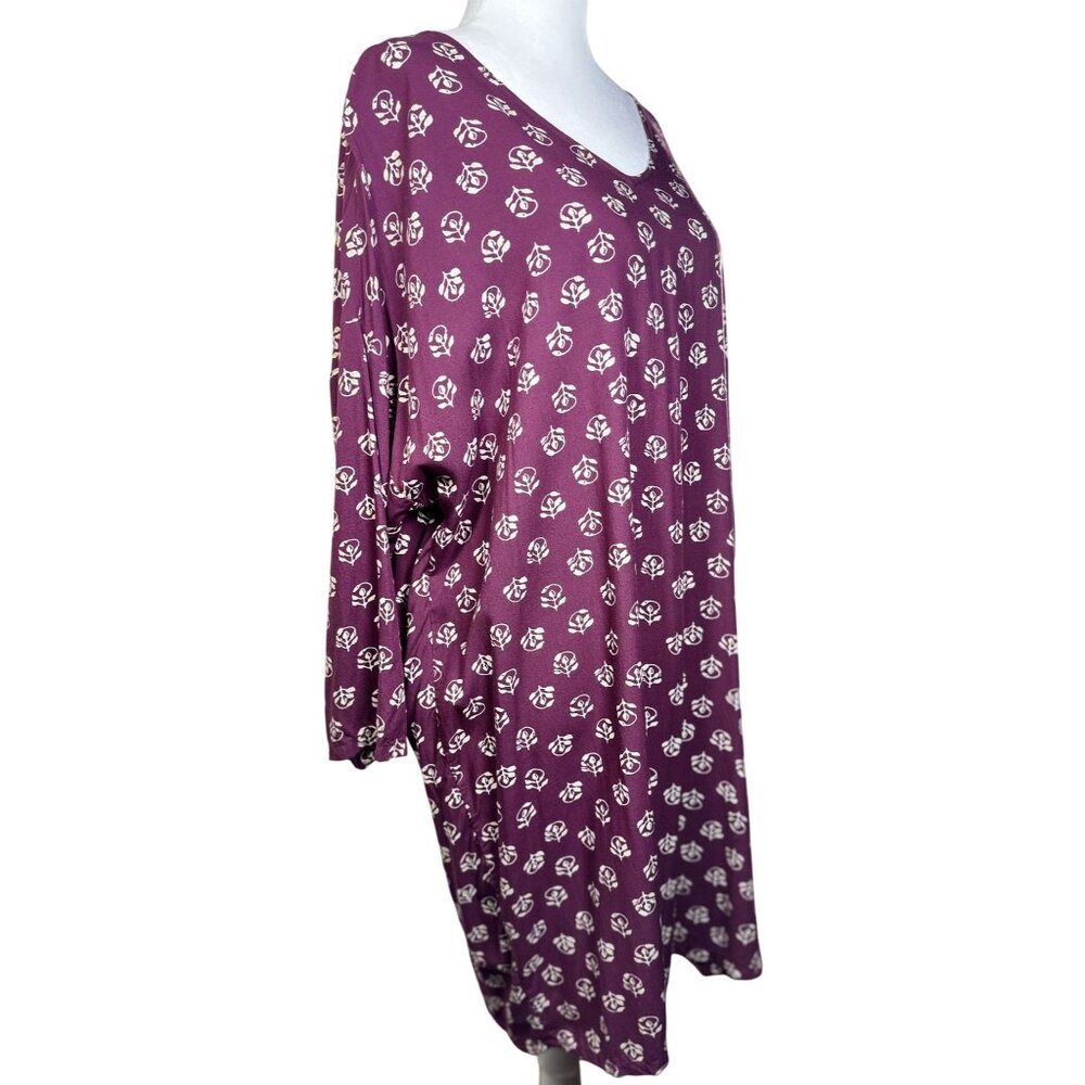 Old Navy Womens Size XL Purple Floral Long Sleeve Tunic Top 100% Rayon